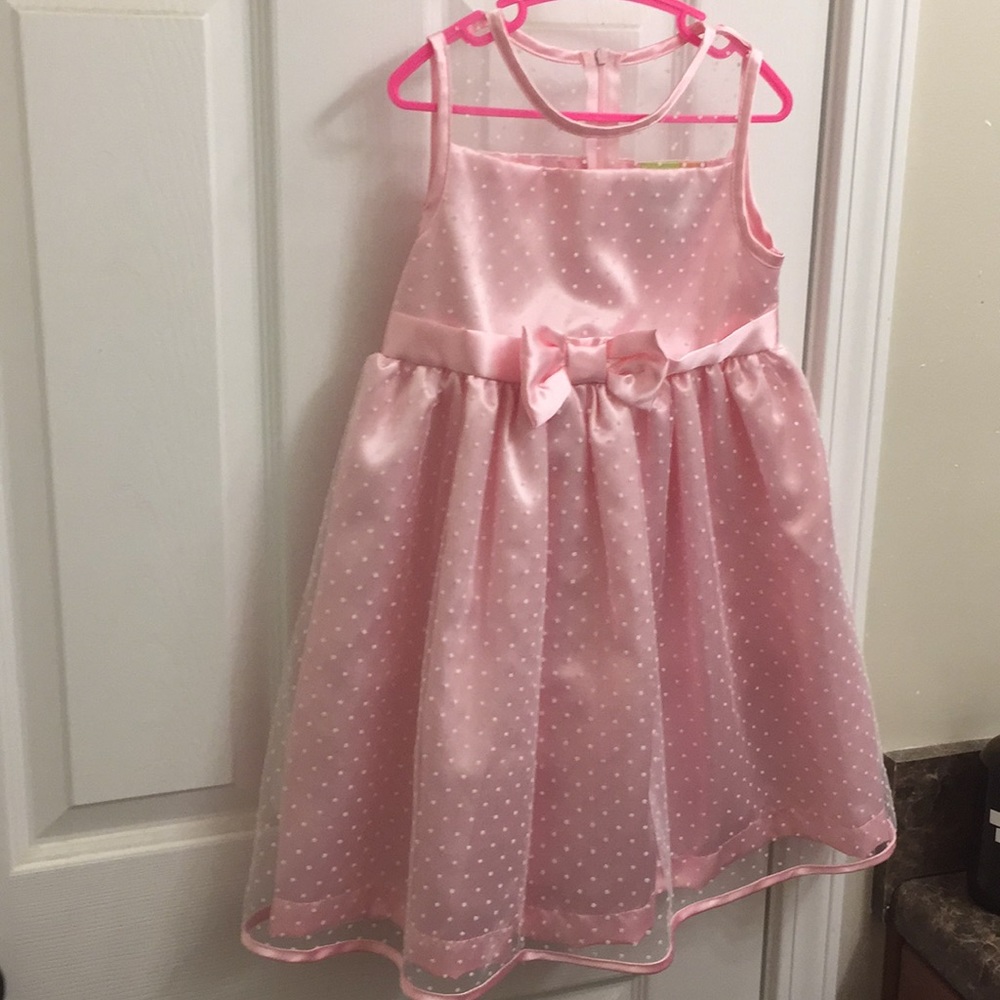 Pink with white polka dots dress